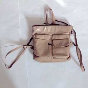 Amoor Bag Purse Backpack Tan Leather Zipper Compartment Pocket Adjustable straps